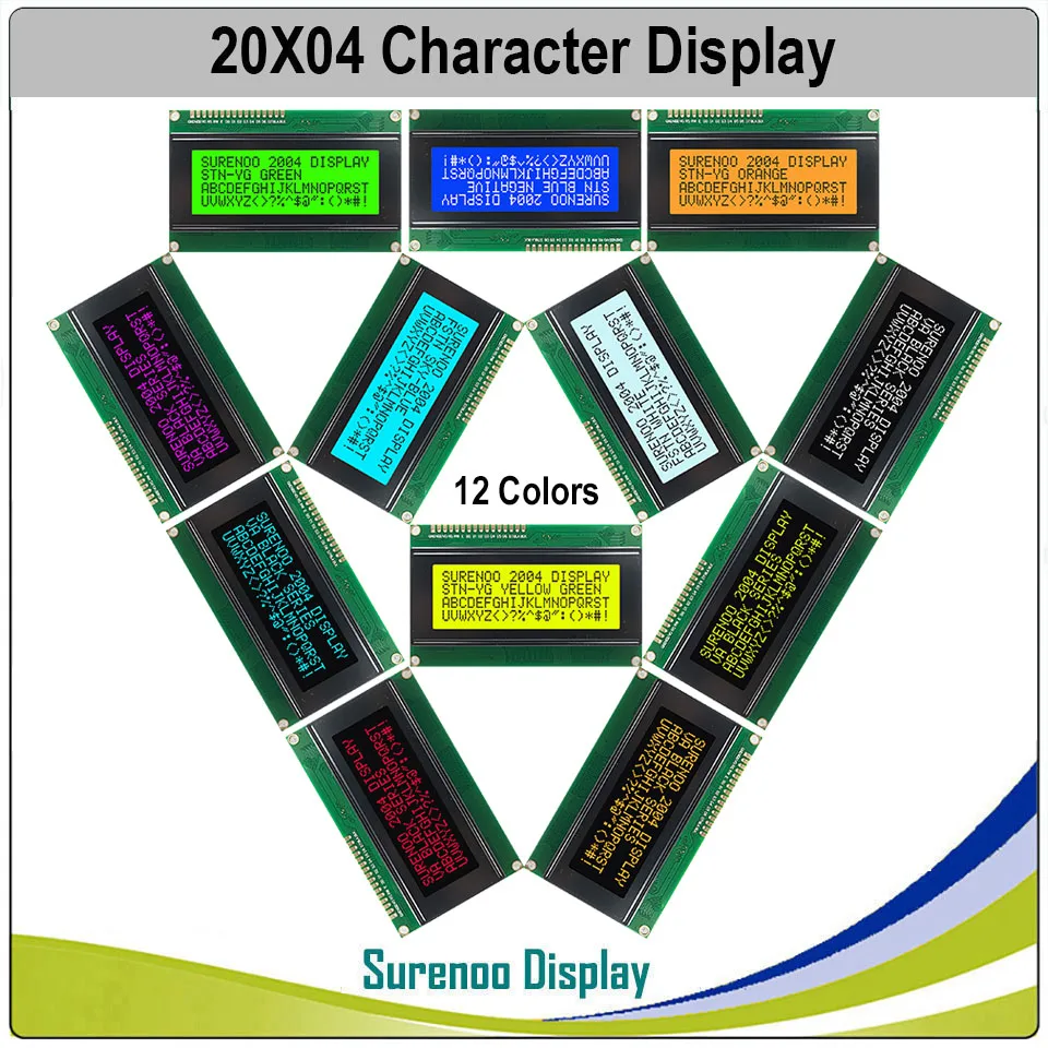 preto, branco, azul, laranja, verde, LED Backlight, 204, x 4, 2004 Personagem