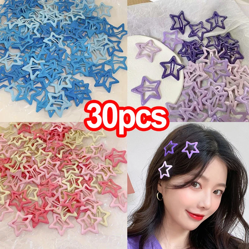 

Women Bobby Pin Y2K Girls Stars Barrettes Metal Snap Clips Colorful Star Korean BB Hairpins Crab Stick Headwear Hair Accessories