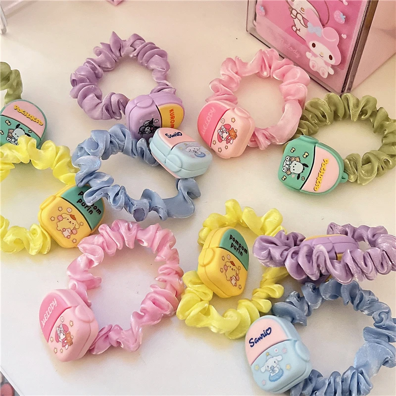 

Sanrios My Melody kuromi Kawaii резинки для волос аниме мультфильм Cinnamoroll pompurin однотонная эластичная повязка на голову аксессуары для волос