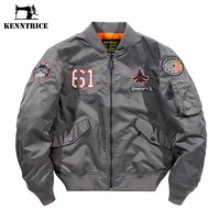 kenntrice men fashion bomber jacket trend air force embroidery baseball coat classic stand collar loose military jacket oversize