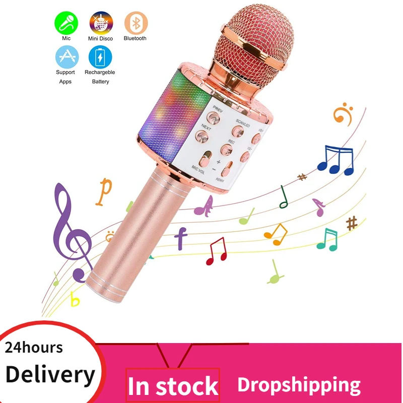 Беспроводной конденсаторный микрофон для караоке WS858 с Bluetooth проигрывателя