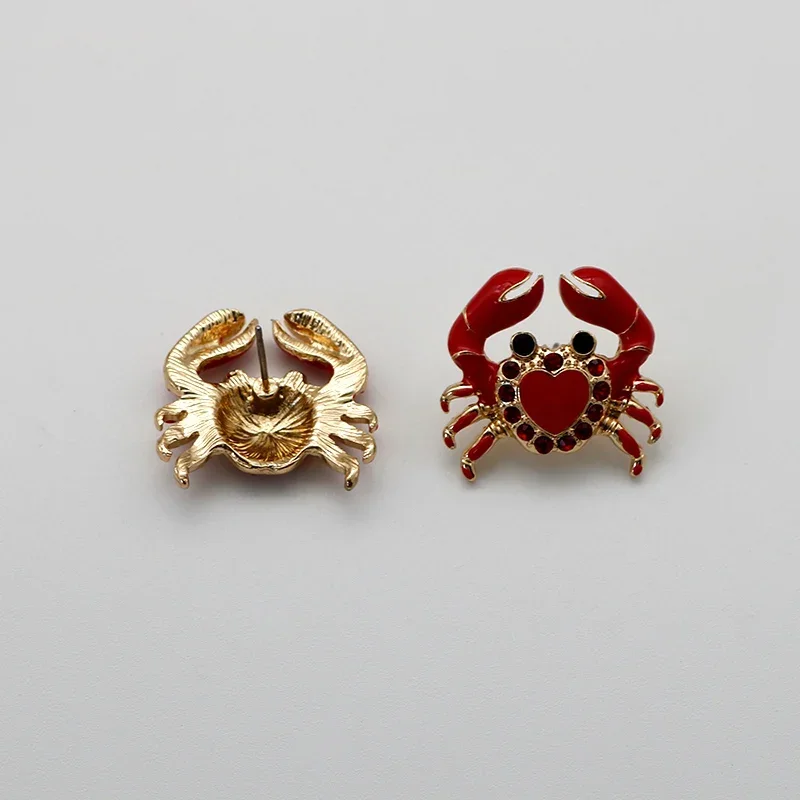 Модные красные эмалированные милые серьги-крабы для женщин персонализированные