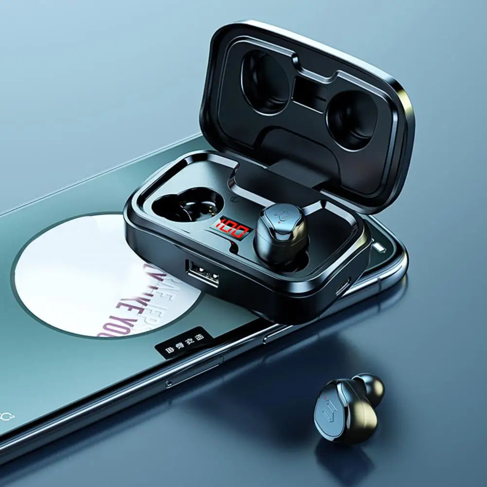 

Low Latency 1 Set Useful IPX6 Waterproof Noise Cancelling Earphone LED Power Digital Display Birthday Gift