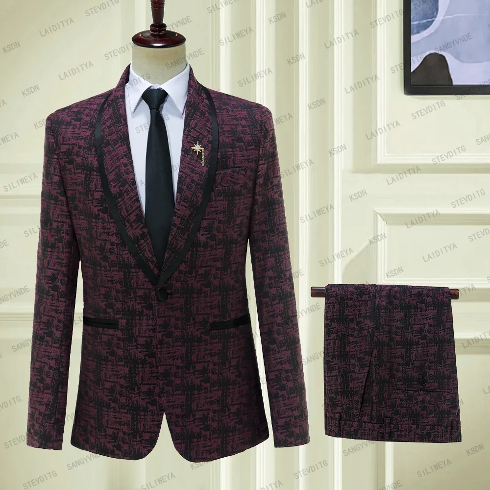 

2023 New Style Boutique Pink Lattice Formal Business Mens Suit Set Groom Wedding Dress Double Breasted 2pces( Jacket+Pants)