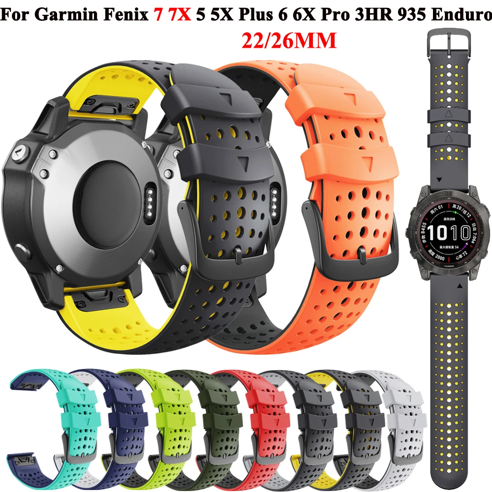 

Ремешок для наручных часов Quickfit Fenix 6 7 5 935, силиконовый браслет для Garmin Fenix 7X 6X 5X Plus 3HR, 22 мм