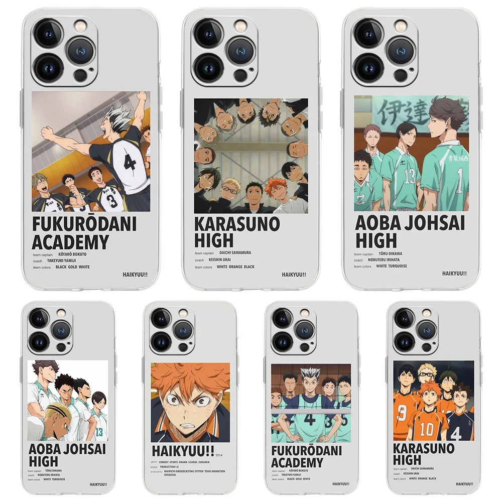 

Haikyuu Love Volleyball Transparent Phone Case Cover for iPhone 14 13 12 11 Pro Max X XS Max 14 7 8 Plus Shockproof Soft Shell