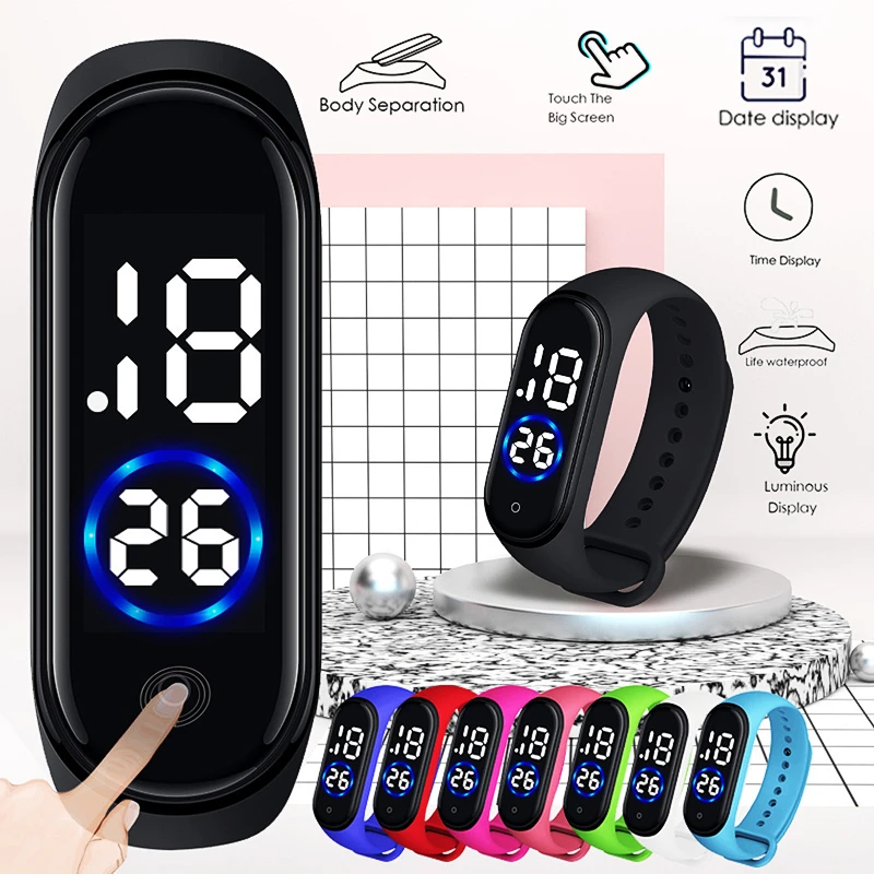 

5 Styles LED Digital Children Watch Clock Boys Girls Students Sports Watches Waterproof Smart Touch Screen Electronic Kids Watch