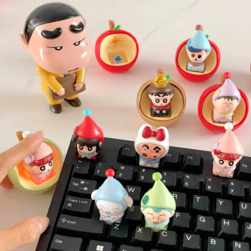 Фото В наличии: Оригинальные игрушки-сюрпризы Maiwa Crayon Shin-chan Shirokama Windman Dwarf Fairy Tale Knock Knock Keyboard Keycap Blind Box – подарки №3