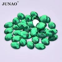 junao 1014mm 1825mm dark green color oval rhinestone flatback acrylic crystal stones non hotfix strass for dress jewelry