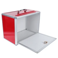 1pc red suggestion key box drawing box with lock lottery box for party clear box for money donation box metal donation box