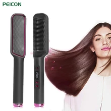 Hair Straightening Brush Fast Heating Comb Curling Iron Styler Electric Comb Straightener With LCD Display Multifunctional Comb