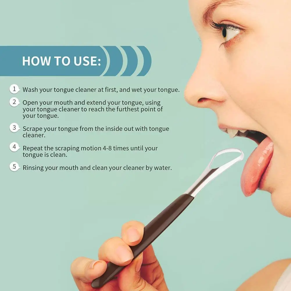 

1pc Steel Tongue Scraper Brush Cleaning Scraper Care Tools Improve Breath Cleaner Keep Hygiene Tongue T7v8