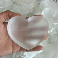 natural selenite crystal heart shape bowl white gypsum coaster energy power minerals specimen healing home decoration gifts 1pc