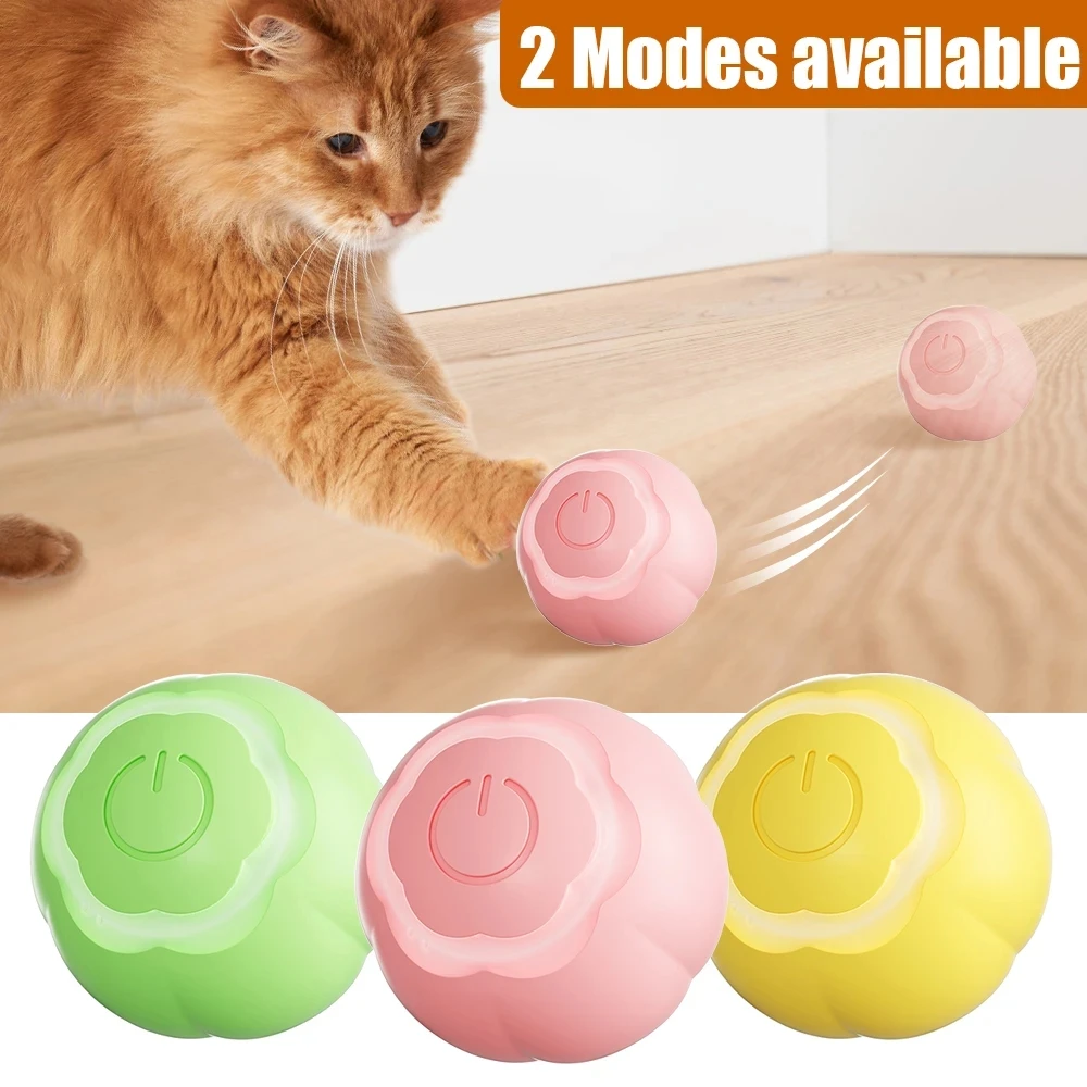 New Electric Smart Cat Toys 7 Color LED Light Automatic Rolling Ball Cat Toys Training Self-moving Kitten Toys Pet Accessories