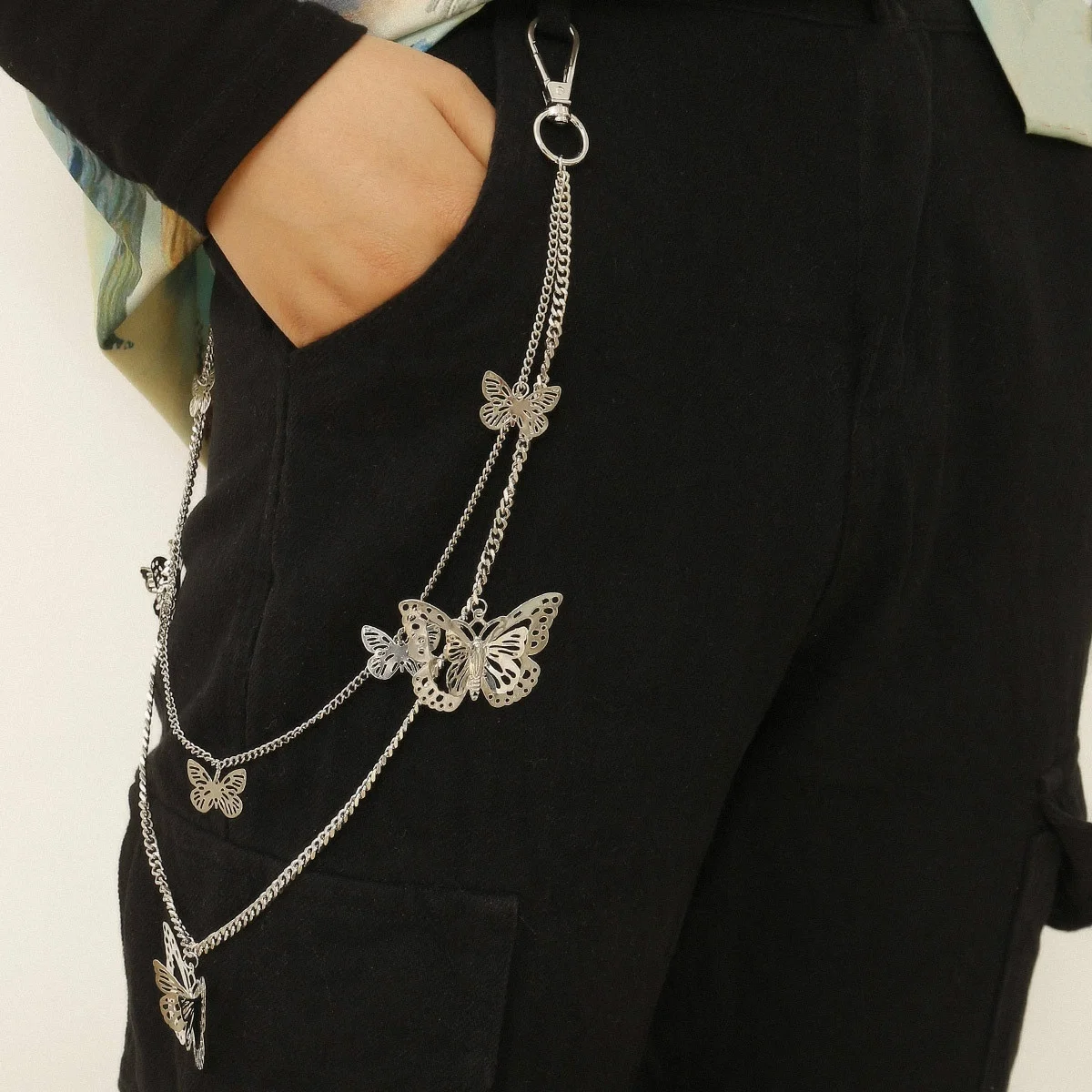 

Creative mix and match geometric tassel body chain personality three-dimensional hollow butterfly hip-hop waist chain belt