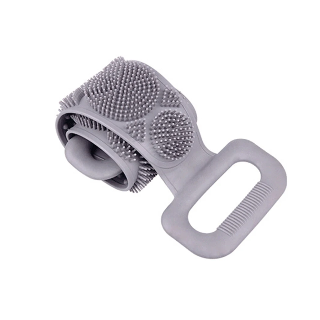

Shower Scrubber Silicone Back Brush Dual Side Bathing Massage Belt Brush Washing Tool