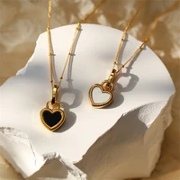 lats luxury black white two side shell heart pendant necklace for woman female elegant sexy chain necklaces 2022 fashion jewelry