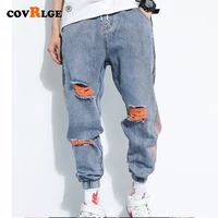 shattered jeans mens fashion washed contrast casual jean pants men streetwear loose hip hop trousers pants mens m 5xl mkn005
