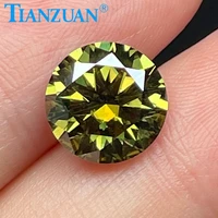 olive color 11mm si round shape brilliant cut sic material moissanite loose gem stone for jewelry making diy material