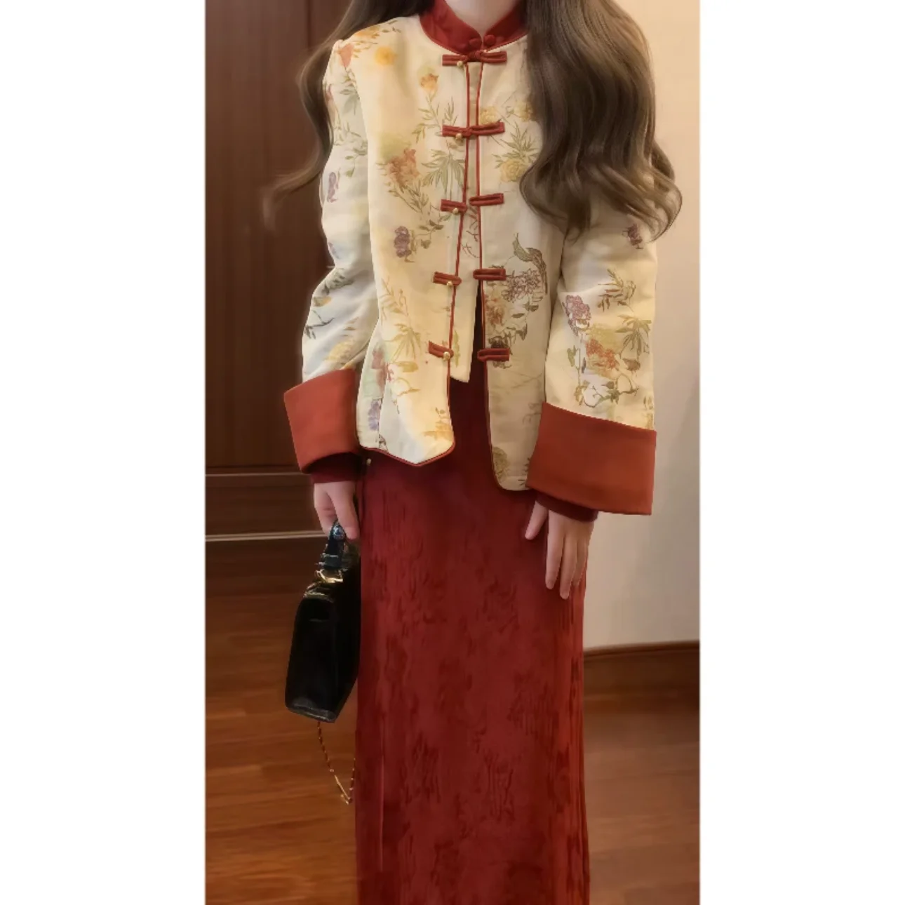 Новые тканые золотые жаккардовые стеганые куртки в китайском стиле с