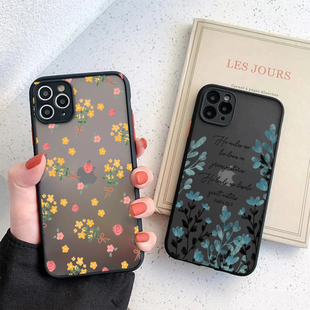 

Flowers Floral Hard Back Phone Case for IPhone 14 13 12 11 ProMax Mini Plus Cover for IPhone XR XS Max 7 8 SE 2022 Coque