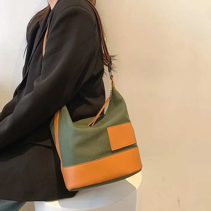 

Canvas Shoulder Women's Bag Large Capacity Korean Female Crossbody Bag for Girl 2023 Cotton Cloth Phone Designer Bags Luxury
