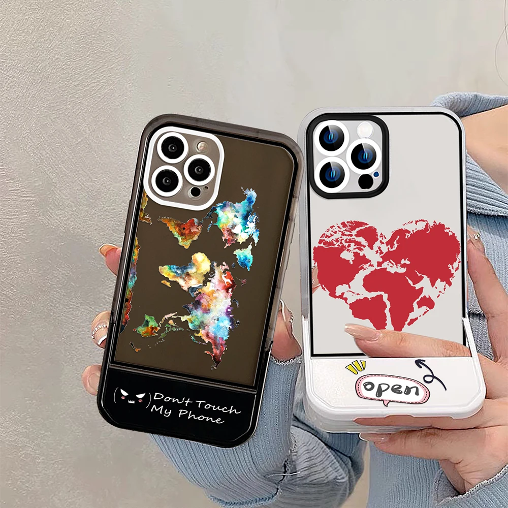 

Graffiti Love Heart Stand Holder Case for iPhone 14ProMax 14Plus 13 12 11 Pro Max Luxury Transparent Soft Silicone Bumper Fundas