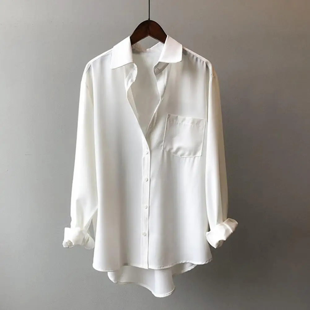 

Универсальная невыцветающая Базовая Однотонная рубашка, женская блузка оверсайз, рабочая одежда