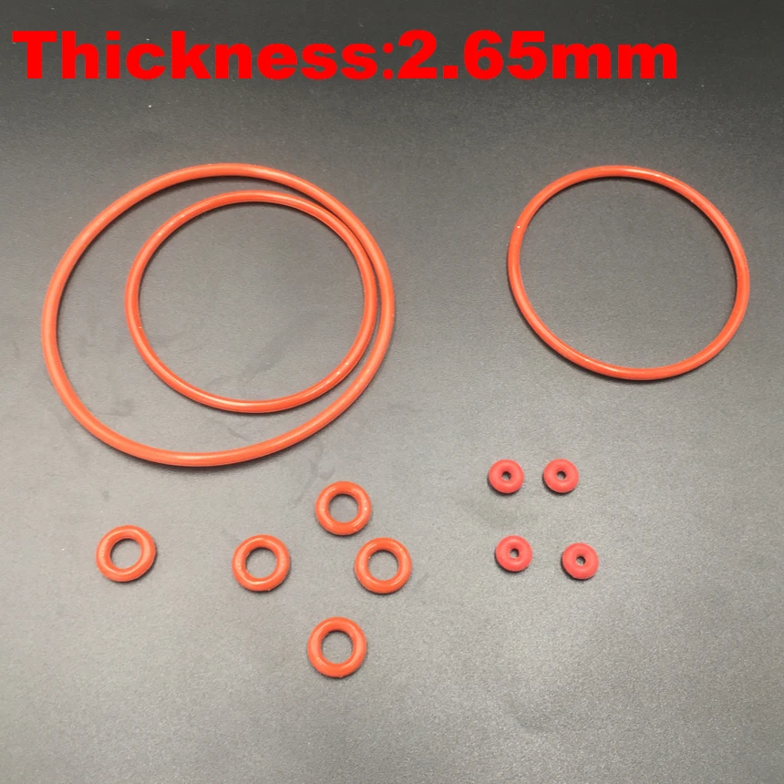 

90pcs 11.8x2.65 11.8*2.65 12.5x2.65 12.5*2.65 13.2x2.65 13.2*2.65 (ID*Thickness) Food Grade Red Silicone Oil Seal O Ring Gasket