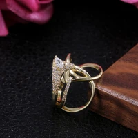 new creative trendy gold winding twine rings for women shine white cz stone inlay punk fashion jewelry wedding bands party gift