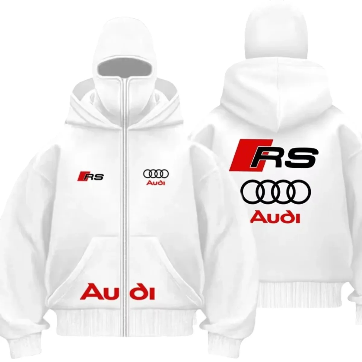 Фото Теплая ветрозащитная мотоциклетная куртка от бренда Audi с двуслойной толстовкой-кардиганом с капюшоном в стиле P. №2