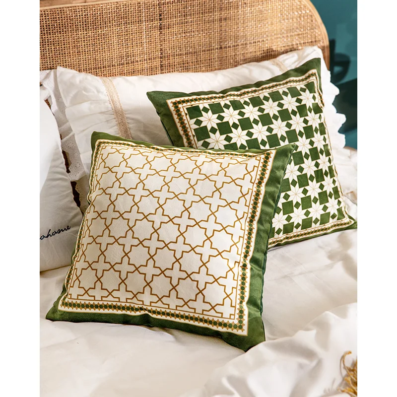 

Модный полимерный чехол для подушки, квадратный чехол для подушки, роскошный скандинавский зеленый чехол с геометрическим рисунком для див...