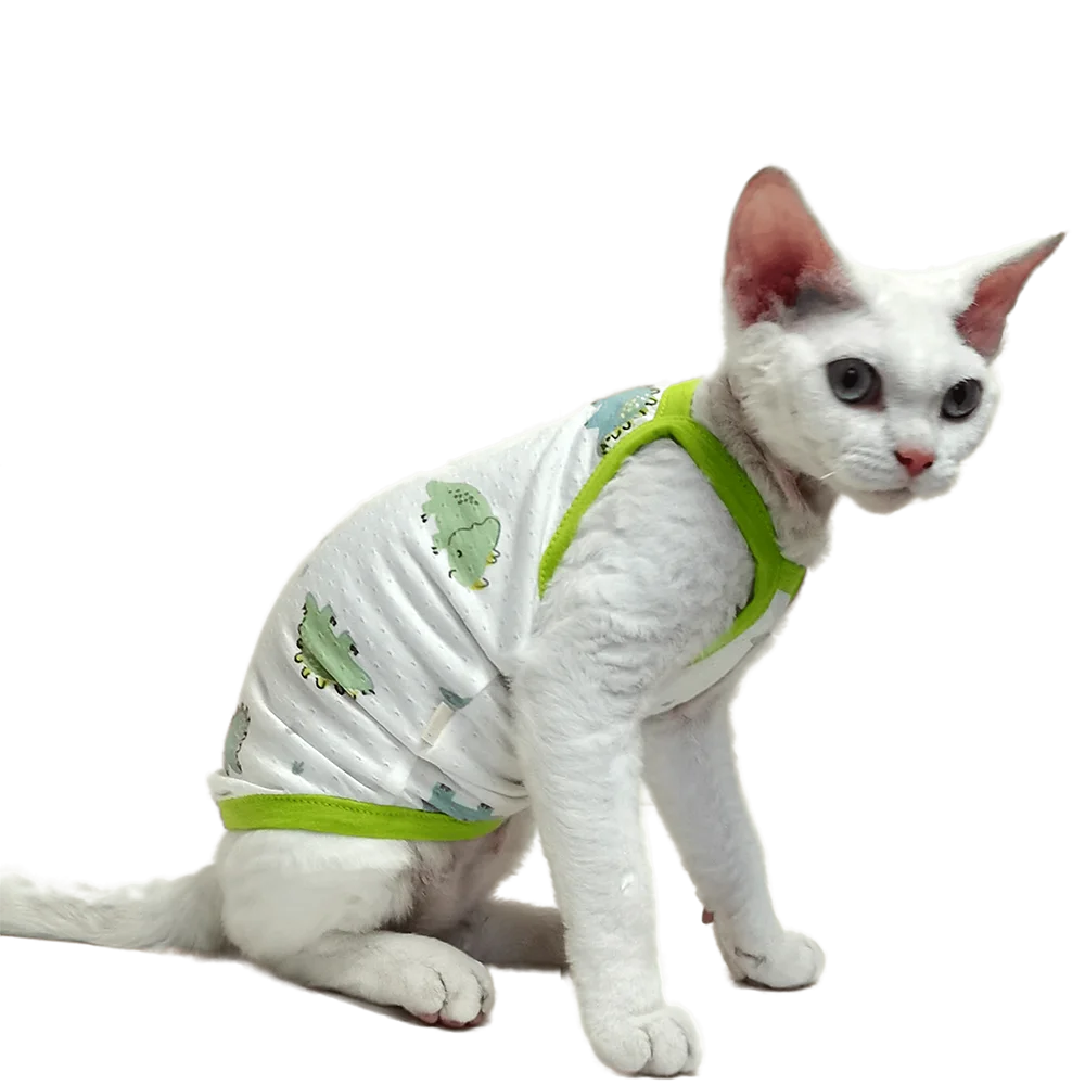 

Sphynx Cat Outfits Conis Summer Breathable Mesh Sling Cotton Devon Rex Kitten Costume Pet Sphinx Hairless Cat Clothes Pet