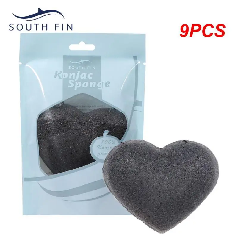 

9PCS Color Heart-shaped Natural Soft Konjac Facial Puff Face Cleanse Washing Sponge Exfoliator Cleansing Sponge Puff Skin Care