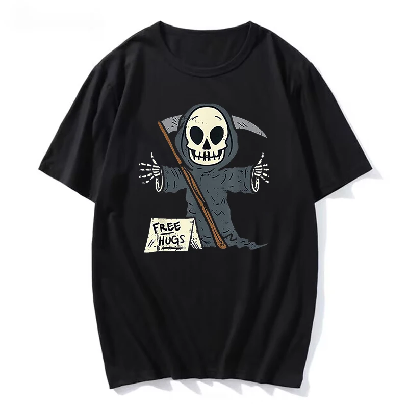

Printed Black Top Casual Fashion Cotton T-shirt Summer T-shirt Men's Large T-shirt Vintage Cartoon Cute Skull
