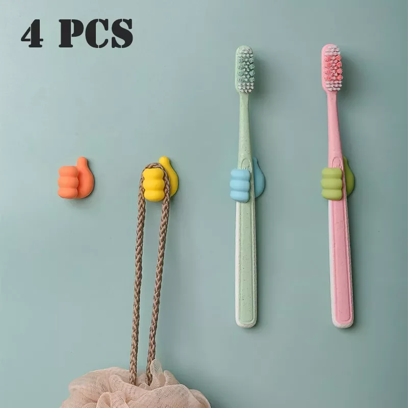 

4Pcs Multifunctional Clip Holder Thumb Hooks Wire Organizer Wall Hooks Hanger Strong Wall Storage Holder For Kitchen Bathroom