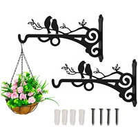 2pcs garden iron hook wall bracket metal practical wall mounted flower pot basket for outdoor indoor balcony hanging plant tools