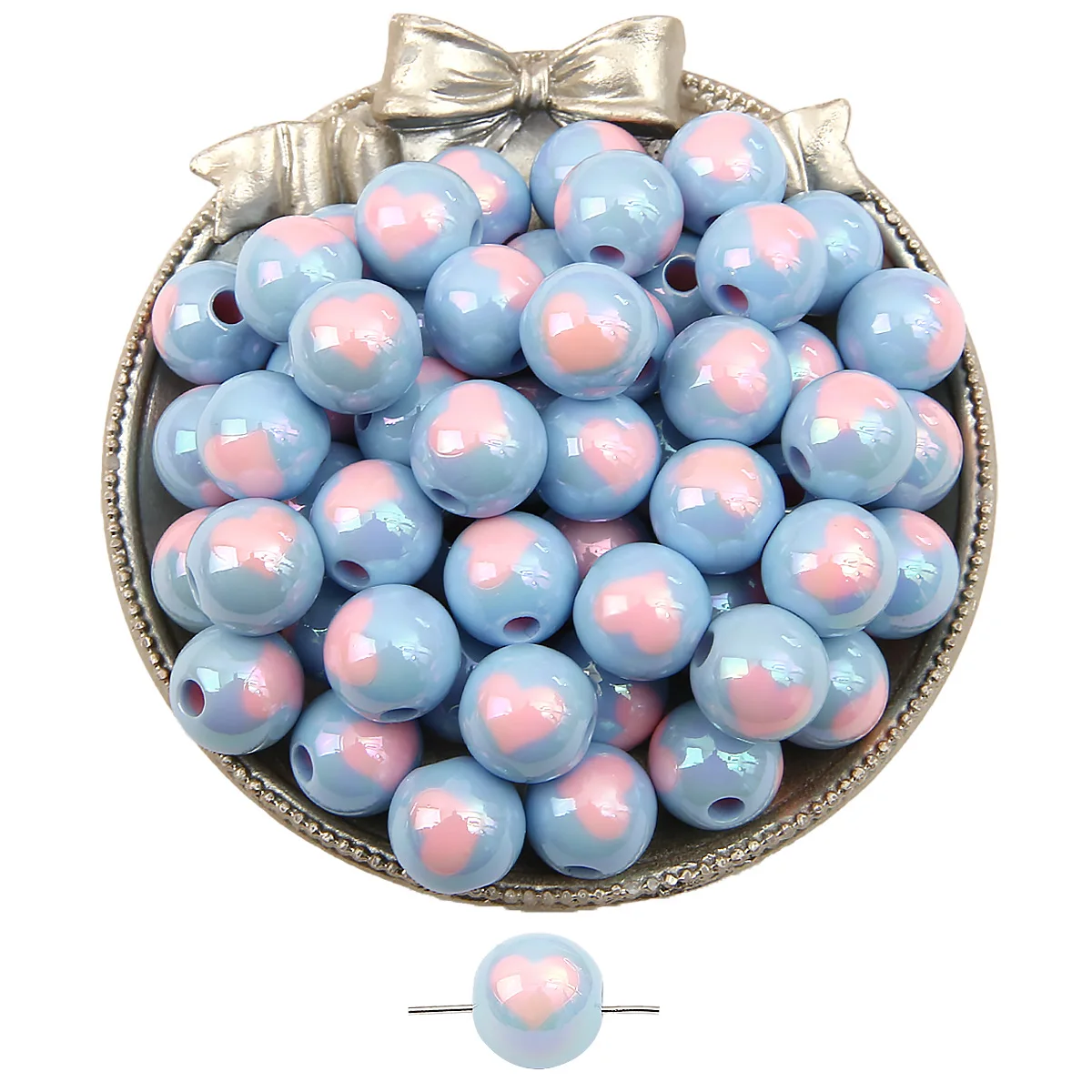 10Pcs 14/16mm Acrylic Beads Smooth Love Heart Round Beads Handmade Necklace Bracelet For Jewelry Making Supplies DIY Accessories