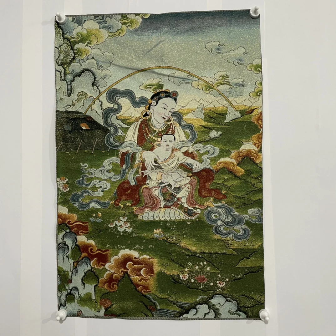 Тибетская шелковая вышивка Большое черное небо Кинг-Конг Тханка Картина Мура