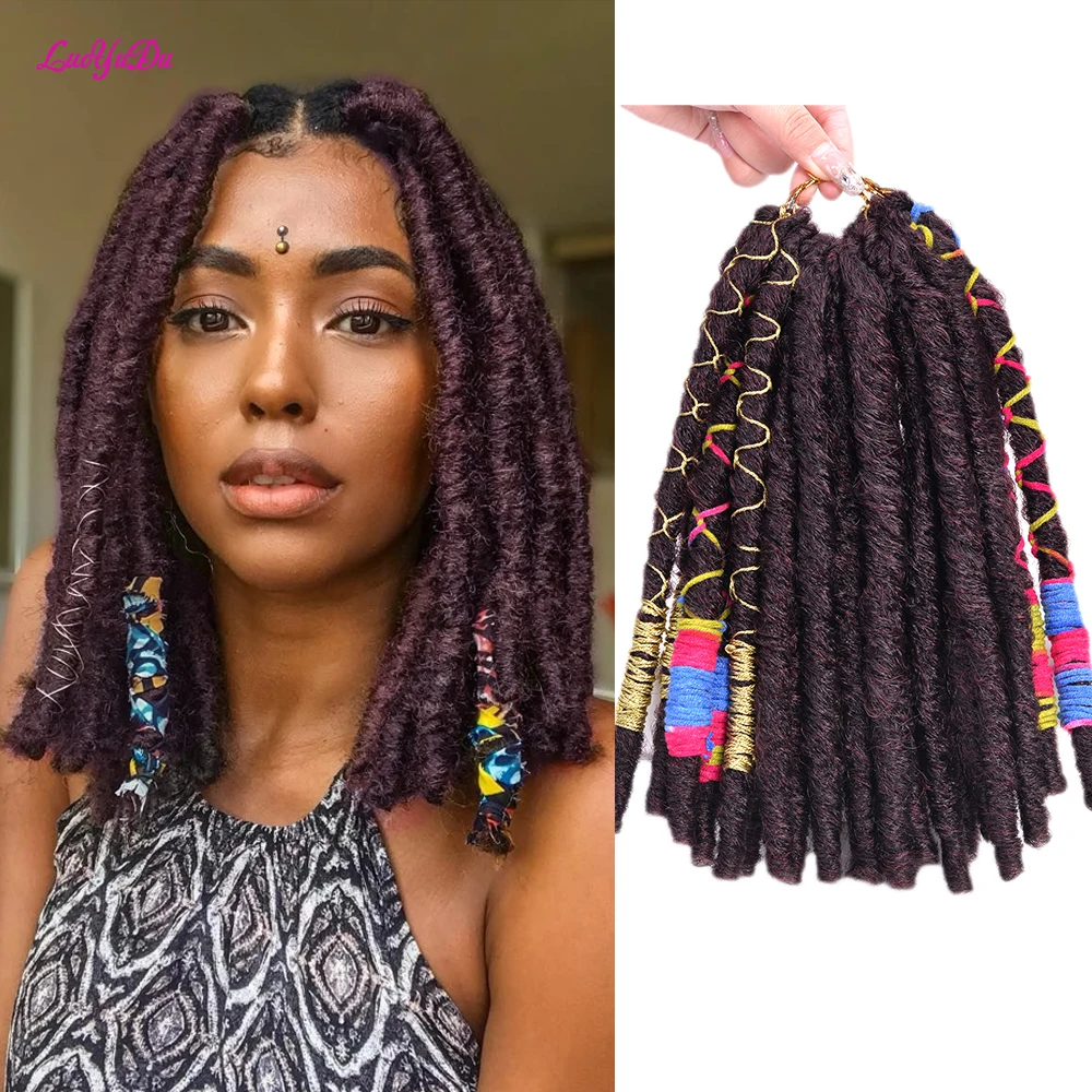 Luoyudu 10inch 60g/pack Crochet Braids Synthetic Braiding Hair Extensions Afro Hairstyles Soft Faux Locs Black Brown Color