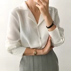 Блузка женская с длинным рукавом, офисная, белая шифоновая блузка, рубашки, женские топы, женские блузы, A405, 2021