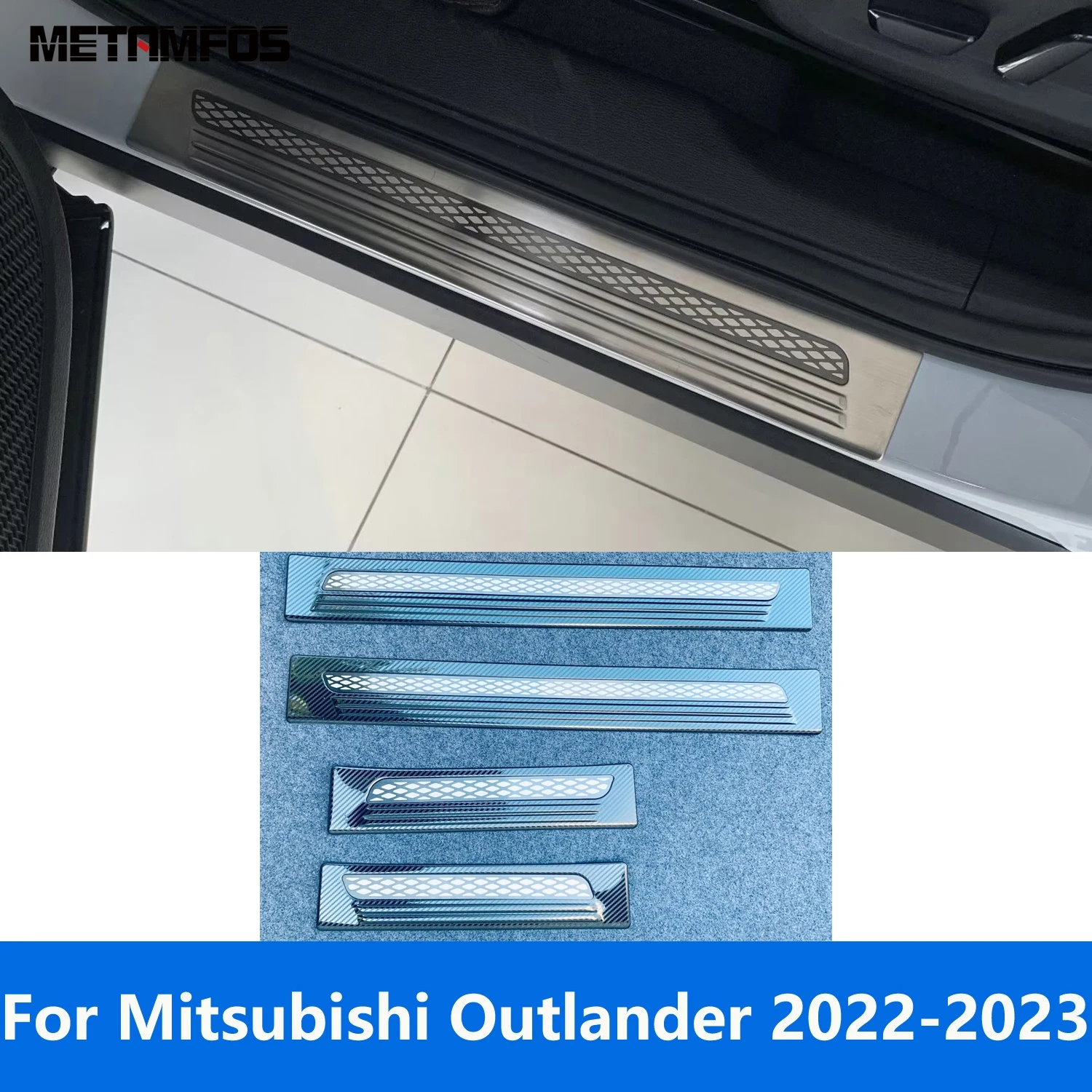 

For Mitsubishi Outlander 2022 2023 Stainless Steel Outside Door Sill Threshold Plate Scuff Guard Sticker Car Styling Accessories