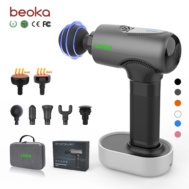 

Beoka wholesale smart electric sport body massager deep tissue muscle percussion impulse fascia massage gun high quality heating