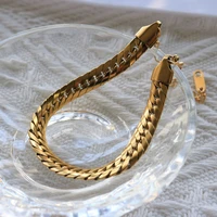waterproof stainless steel bracelet 18k gold metal texture plated luxury brand chain bracelet for women party jewelry gift