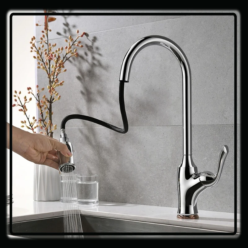 

Pull Out Kitchen Sink Faucet Swivel Hot ＆ Cold Faucets 2 Modes Pull Down Elbow Mixer Tap Luxury Bathroom Basin Mixer Gourmet Tap