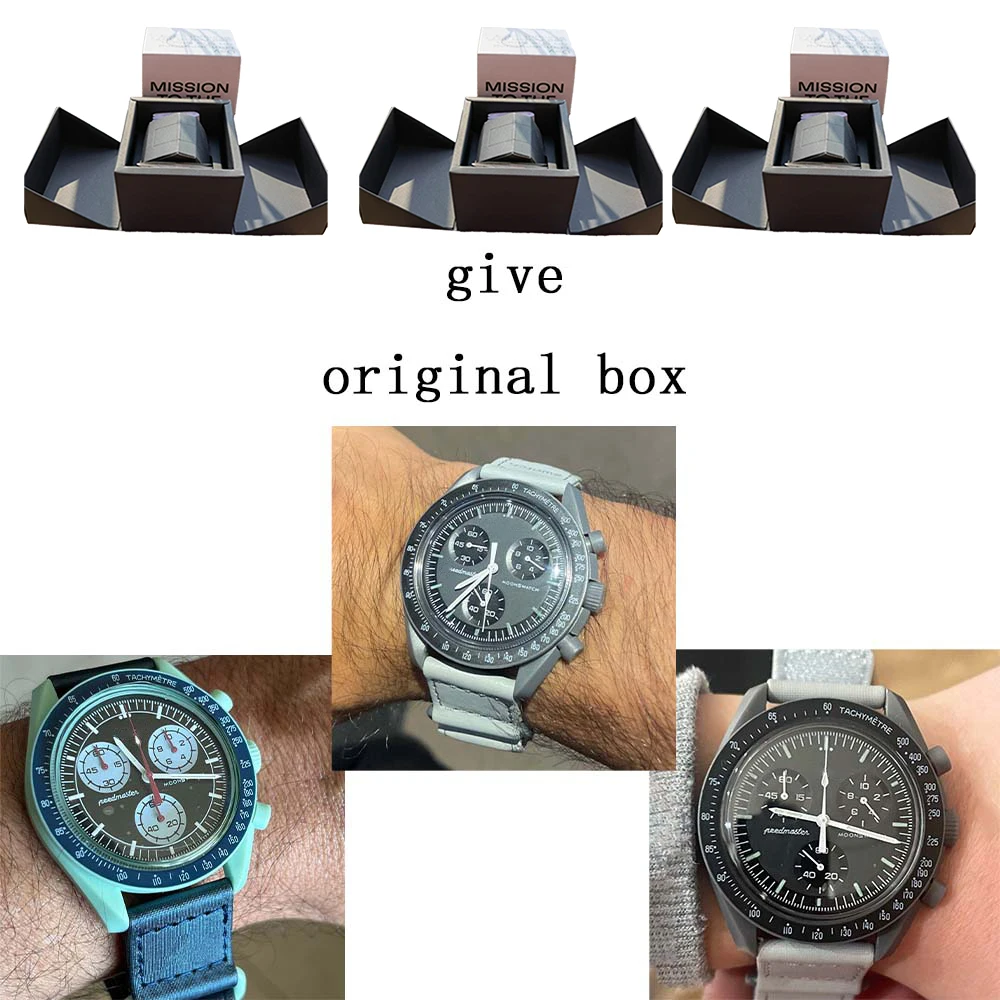 

With Box Gift Planet Original Brand Moon Watch Plastic Case URANUS PLUTO SATURN MERCURY Chronograph Clock Watches for Men