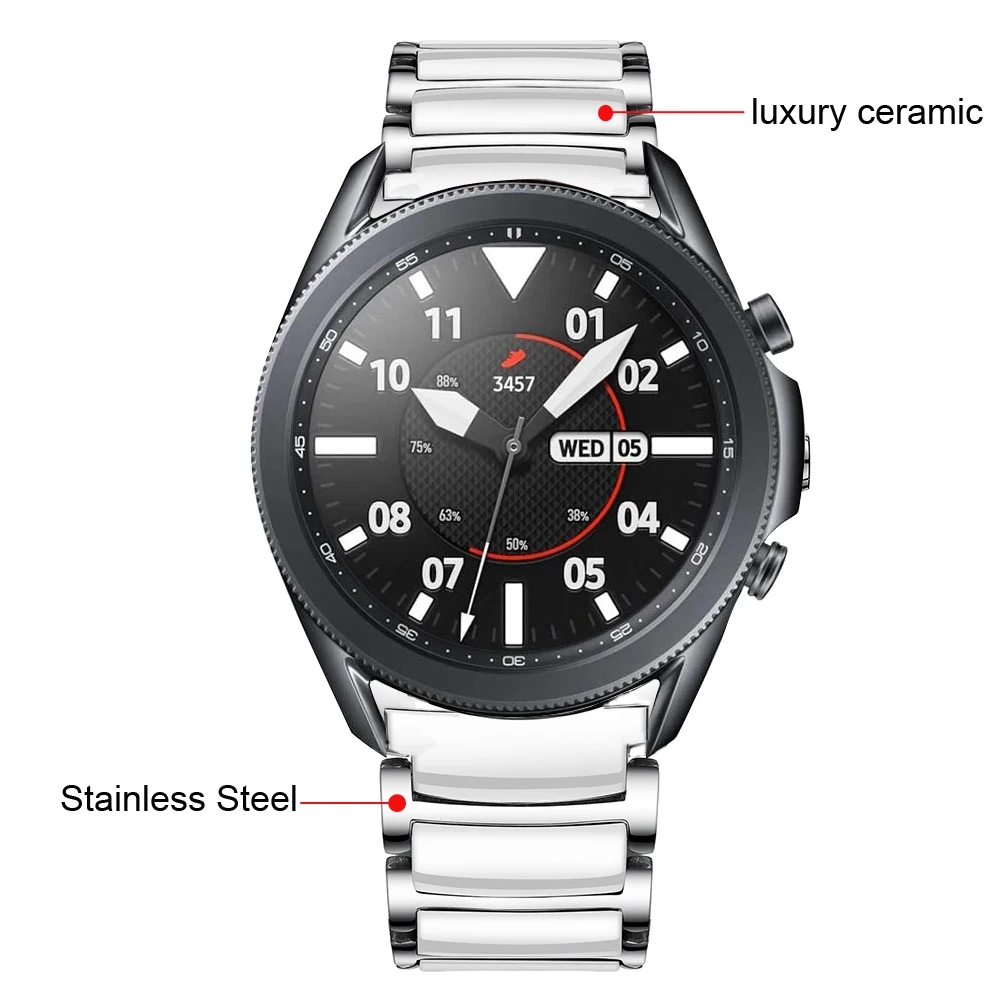 22mm 20mm Ceramic Strap For Samsung Watch 3/4 Gear S3/Active 2/Huawei Watch 3/GT2 Metal Stainless Steel Belt For Amazfit GTR/Bip