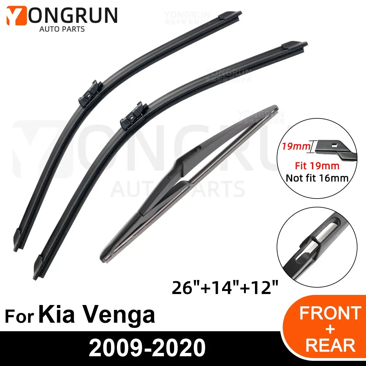 

Car Windshield Windscreen Front Rear Wiper Blade Rubber Accessories For Kia Venga 26" 14" 12" 2009 - 2016 2017 2018 2019 2020
