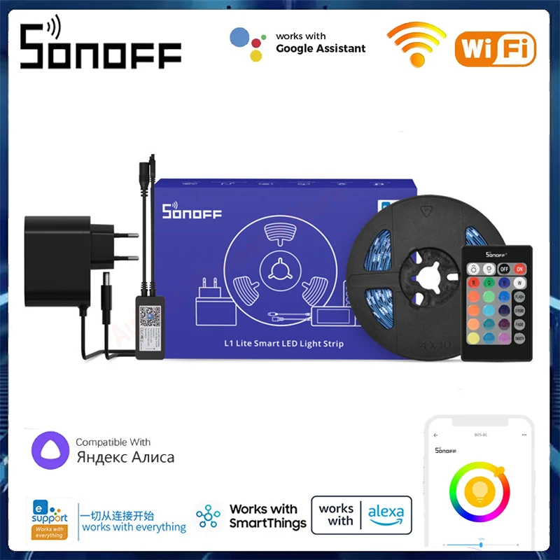 

SONOFF L2 Lite Smart Wifi LED Light Strip 5M Decoration Light Lamp EWelink APP Remote Control Work With Alexa Google EWelink