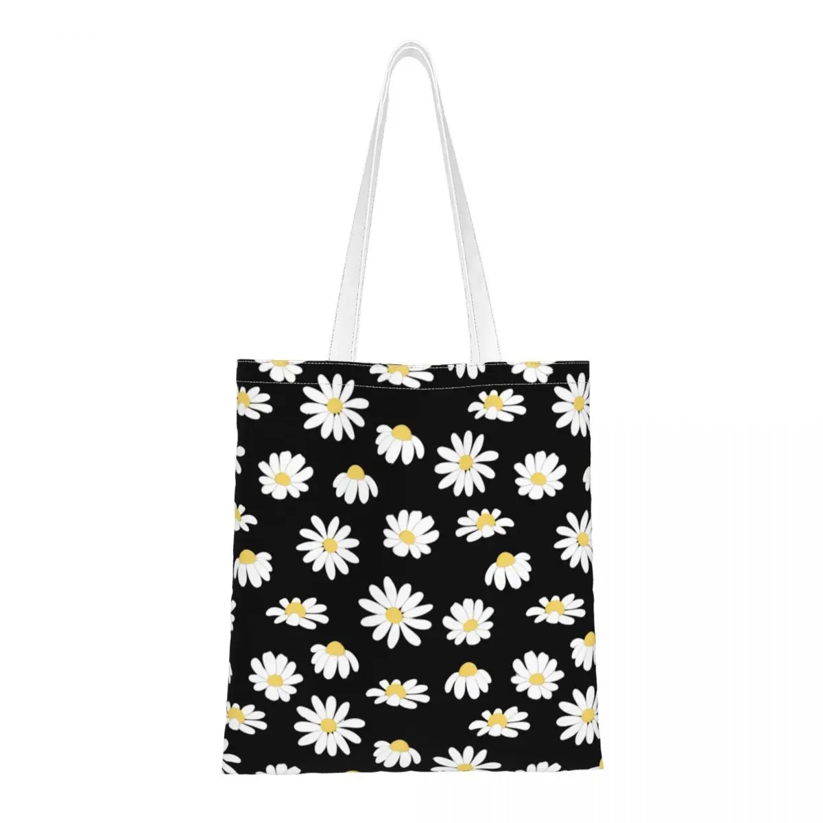 

Daisy Flowers Reusable Shoulder Bags Female Tote Bag Trendy High Capacity Handbag Casual Canvas Bag for Student Swimming